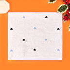 Soft Kalp Nakışlı El Havlusu - Ekru / Siyah - 30x50 cm