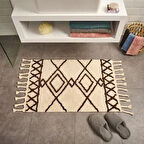 Soft Tufting Çiçekli Banyo Paspası - Ekru - 60x90 cm