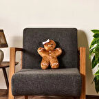 Soft Kurabiye Kız Figürlü Yastık - Kahverengi - 30 cm