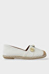 Kadın Espadril Tokalı Babet Ayakkabı BEYAZ