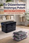 80 LT Tekerlekli Antrasit Kilitli Saklama Kutusu 1 Adet + 2 Adet Kadın Çizme Kutusu Düzenleyici
