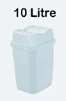 Plastik 10 Litre Kilitli Easy Çift Kapaklı Çöp Kovası Açık Mavi