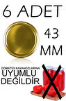6 Adet 43mm Metal Kavanoz Kapağı Sarı