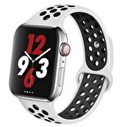Apple Watch Seri 1/2/3/4/5 38mm Silikon Kordon Delikli Kayış Spor Bileklik