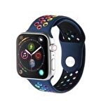 Apple Watch Seri 1/2/3/4/5 38mm Silikon Kordon Delikli Renkli Spor Kayış