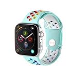 Apple Watch Seri 1/2/3/4/5 38mm Silikon Kordon Delikli Renkli Spor Kayış