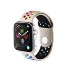 Apple Watch Seri 1/2/3/4/5/6/SE 44mm Silikon Kordon Delikli Renkli Spor Kayış
