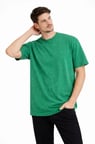 USLUCAN ALIŞVERİŞ Erkek Asit Yıkama Bisiklet Yaka Kısa Kollu Oversize T-Shirt Tişört - Yeşil