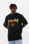 USLUCAN ALIŞVERİŞ Erkek Baskılı T-Shirt Kısa Kol Bisiklet Yaka Regular Fit Rahat Kalıp Günlük Tişört - Siyah