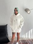 USLUCAN ALIŞVERİŞ Kapşonlu Üç İplik Penye Basic SweatShirt - Beyaz