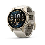 Garmin Fenix 8 - 43 mm, AMOLED - Sapphire, Soft Gold ve Gri/Kum Taşı Silikon Kayışlı