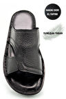 Sermoda Hakiki Gerçek Deri Erkek Terlik Hafif Terlik Deri A. Şır Siyah