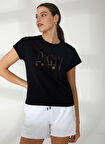 Dkny Jeans Bisiklet Yaka Düz Siyah Kadın T-Shirt DP2T9147