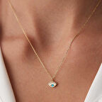 Üst Kirpik Mavi Taşlı Kolye