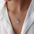 Lacivert Mineli Göz Kolye