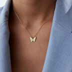 Kumlu Taşlı Kelebek Kolye