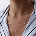 Beş Sıra Kalp Kolye