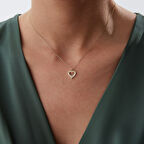 İki Sıra Taşlı Kalp Kolye