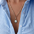 Kilit Nazar Charm Kalın Ataç Kolye