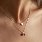 Kalpli Kirpikli İkili Kolye