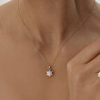 Oval Tektaş Çiçek Kolye