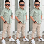 MODAVALS KAPAKLI CEP DETAYLI GÖMLEK & GABARDİN PANTOLON ERKEK ÇOCUK ALT ÜST TAKIM