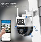 qasul Çift Kameralı Su Geçirmez Yeni Nesil Dış Mekan Kamera Gece Görüşlü Nesne Takip Özellikli FULHD 1080P