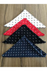 Pamuklu 4 Adet Çapa Desenli Bandana 4 Farklı Renk Pamuklu Kumaş