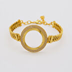 Yarım Altın Çerçeve Bileklik Çelik Altın Kaplama Arpa Model-BLZ-622