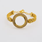 Yarım Altın Çerçeve Bileklik Çelik Altın Kaplama BLZ-623