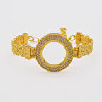 Çeyrek Altın Çerçeve Bileklik Çelik Altın Kaplama BLZ-632