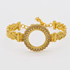 Çeyrek Altın Çerçeve Bileklik Çelik Altın Kaplama Örgü Model-BLZ-644