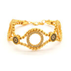 Üç Çeyrekli Çerçeve Bileklik Çelik Altın Kaplama BLK-1088