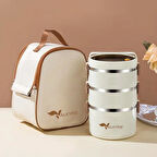 Valkyrie 3 Gözlü Paslanmaz Çelik Isı Yalıtımlı Yemek Kabı Seti Çantalı Geniş Kaplar