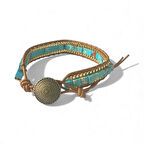 Valkyrie Turkuaz Doğal Taş Mozaik Bileklik – El Yapımı Ayarlanabilir Vintage Kadın Bileklik