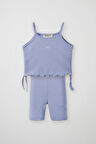 Mavi Fitilli Askılı Bluz - Mini Şort