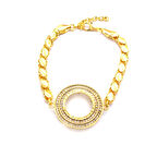 Altın Kaplama Arpa Zincir Zirkon Taşlı 2 Sıra Çeyrek Çerçeve BLK-1043