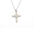 Çelik Kolye Kadın Zirkon Taşlı Kalpli Haç Model KLY-627