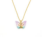 Çelik Kolye Kadın Altın Kaplama Kelebek Model KLY-633
