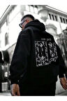 Erkek NY Baskılı Kapüşonlu Oversize Sweatshirt