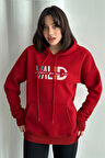 Kadın Valid Baskılı Oversize Kapüşonlu Sweatshirt