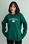 Kadın New Rochelle Baskılı Oversize Bisiklet Yaka Sweatshirt
