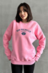 Kadın New Rochelle Baskılı Oversize Bisiklet Yaka Sweatshirt