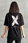 Kadın X Patience Baskılı Bisiklet Yaka Oversize T-Shirt