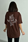Kadın The Rebel Baskılı Bisiklet Yaka Oversize T-Shirt
