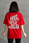 Kadın Good Things Baskılı Bisiklet Yaka Oversize T-Shirt
