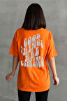 Kadın Good Things Baskılı Bisiklet Yaka Oversize T-Shirt