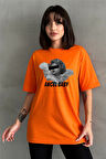 Kadın Angel Baby Baskılı Bisiklet Yaka Oversize T-Shirt