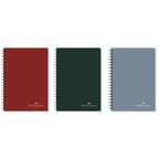 Faber-Castell Defter Spiralli Plastik Kapak Koyu Renkler 80 Yaprak Çizgili (3 Lü Paket) 5075000517000