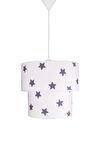 Şenay Aydınlatma Çocuk Odası İkili Silindir Kumaş Sarkıt Avize-Beyaz Gri Yıldız